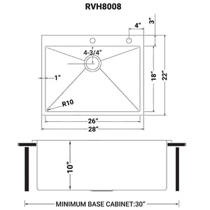 Ruvati 28-inch Drop-in Topmount 16 Gauge Stainless Steel Rounded Corners Kitchen Sink Single Bowl - RVH8008