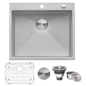 Ruvati 24 x 20 inch Drop-in 16 Gauge Stainless Steel Rounded Corners Topmount Kitchen Sink Single Bowl - RVH8014