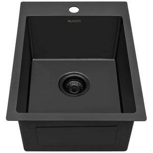 Ruvati 15 x 20 inch Gunmetal Black Stainless Steel Drop-in Topmount Bar Prep Sink Single Bowl - RVH8110BL