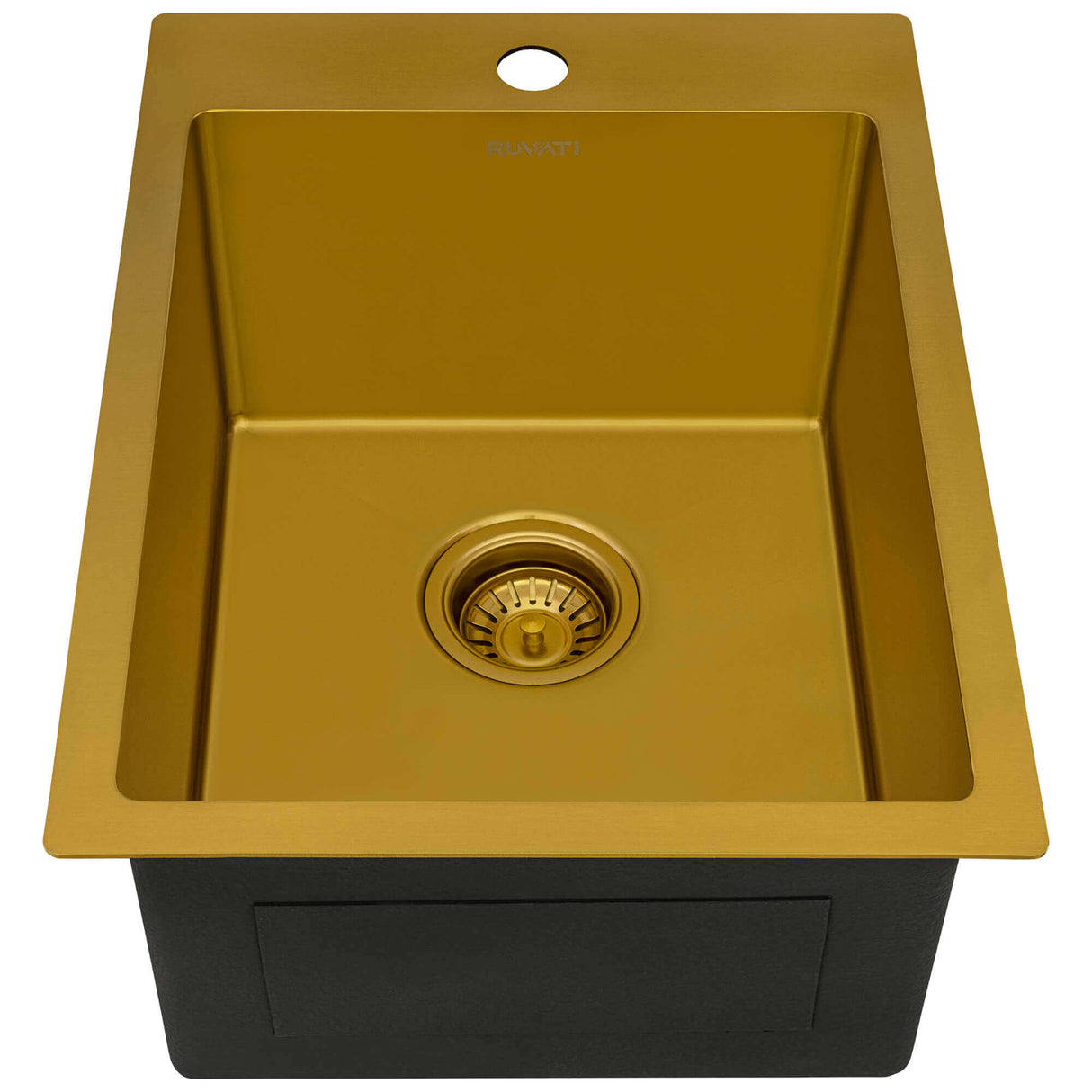 Ruvati 15 x 20 inch Polished Brass Matte Gold Stainless Steel Drop-in Topmount Bar Prep Sink Single Bowl - RVH8110GG