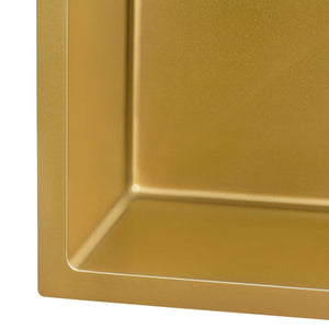 Ruvati 15 x 20 inch Polished Brass Matte Gold Stainless Steel Drop-in Topmount Bar Prep Sink Single Bowl - RVH8110GG