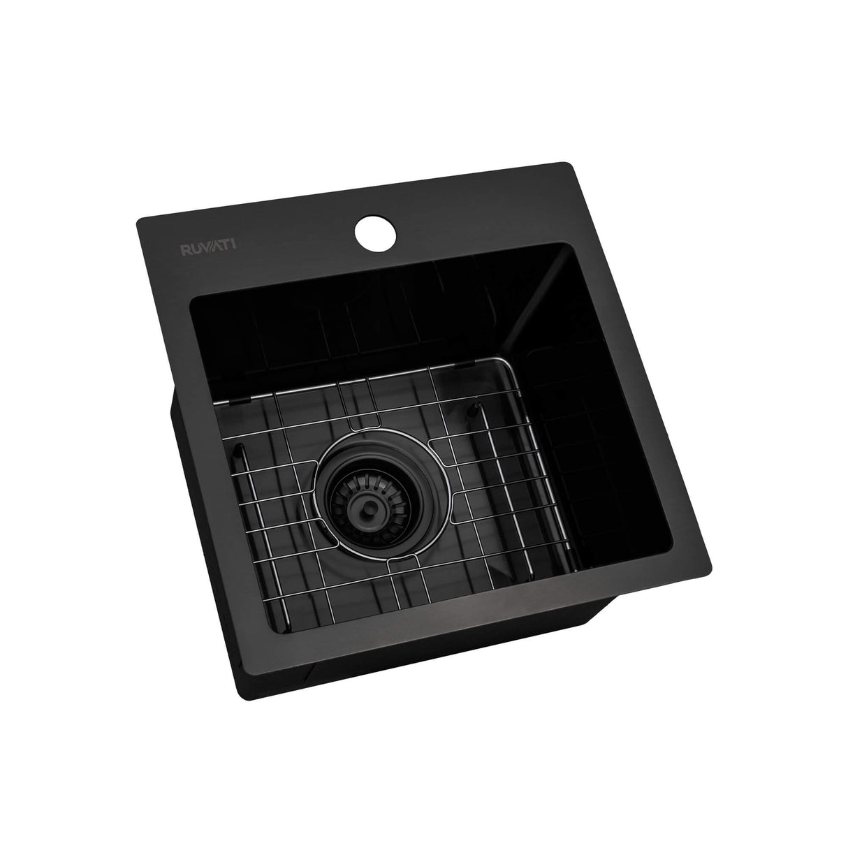 Ruvati 15 inch Gunmetal Black Stainless Steel Drop-in Topmount Bar Prep Sink Single Bowl - RVH8115BL