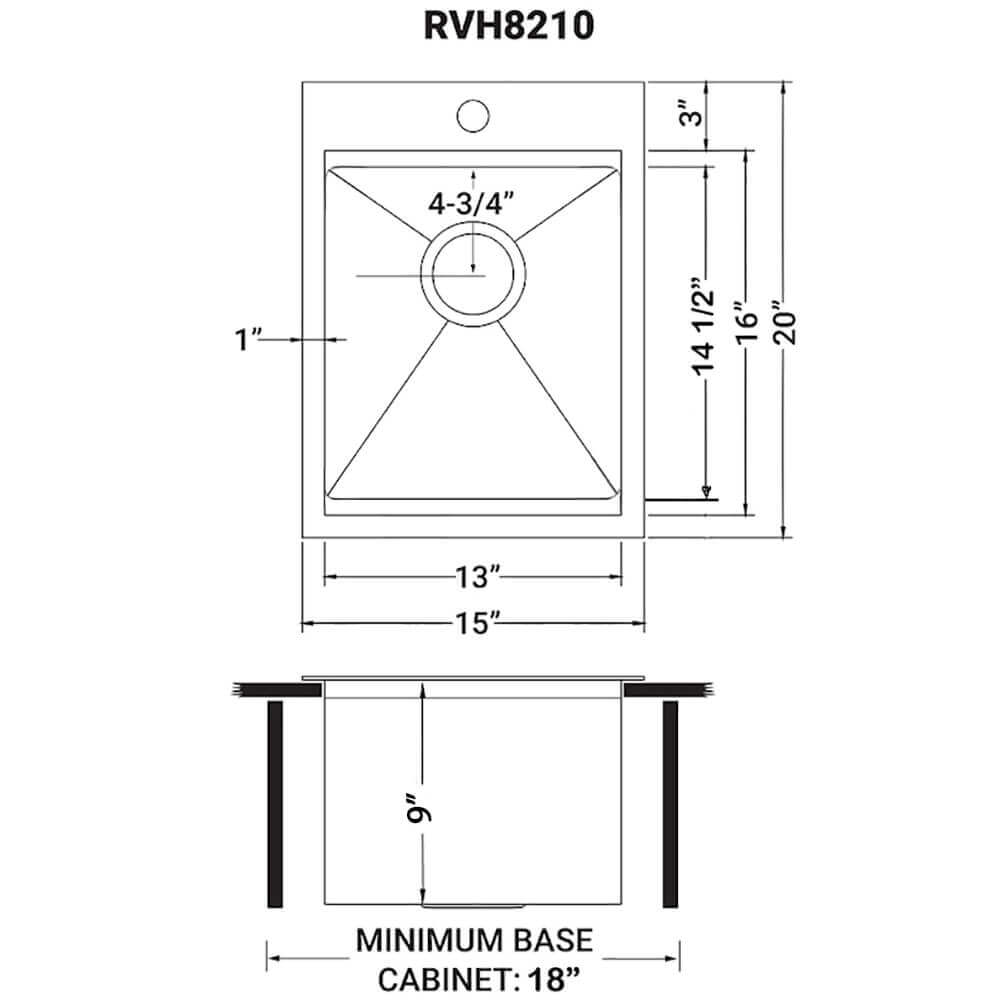 Ruvati 15 x 20 inch Polished Brass Matte Gold Stainless Steel Workstation Wet Bar Sink Drop-in Topmount - RVH8210GG