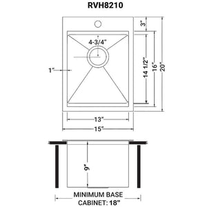Ruvati 15 x 20 inch Polished Brass Matte Gold Stainless Steel Workstation Wet Bar Sink Drop-in Topmount - RVH8210GG