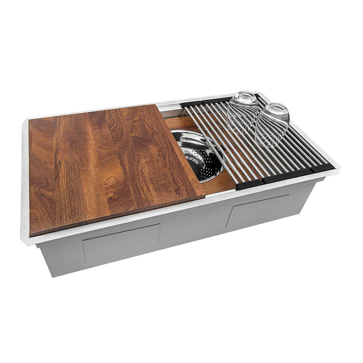 Ruvati 33-inch Workstation Two-Tiered Ledge Kitchen Sink Undermount 16 Gauge Stainless Steel - RVH8222