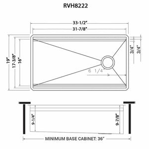 Ruvati 33-inch Workstation Two-Tiered Ledge Kitchen Sink Undermount 16 Gauge Stainless Steel - RVH8222