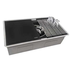 Ruvati 33-inch Workstation Two-Tiered Ledge Kitchen Sink Undermount 16 Gauge Stainless Steel - RVH8224