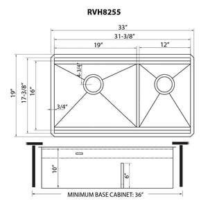 Ruvati 33-inch Workstation Dual Tier Double Bowl Low Divide Undermount 16 Gauge Stainless Steel Kitchen Sink - RVH8255