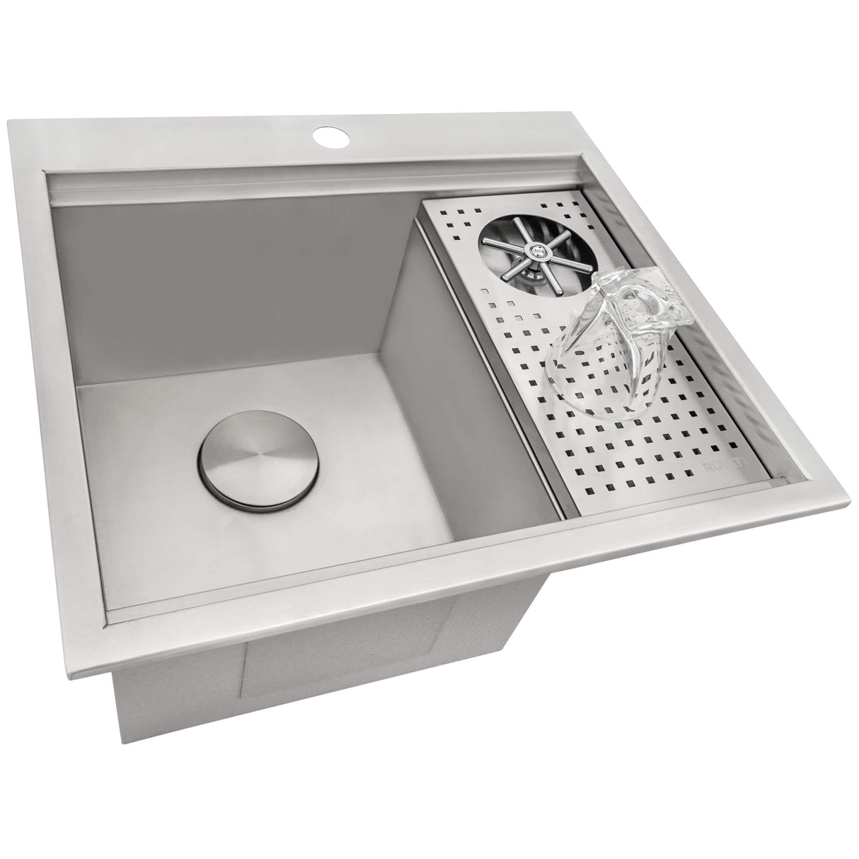 Ruvati Glass Rinser Sink 22 inch Workstation for Wet Bar Bottle Washer Drop in Topmount - RVH8262ST