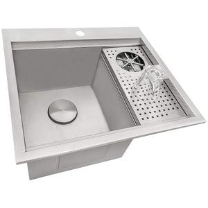 Ruvati Glass Rinser Sink 22 inch Workstation for Wet Bar Bottle Washer Drop in Topmount - RVH8262ST