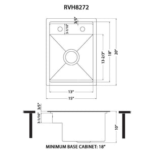 Ruvati 20 inch Stainless Steel RV Sink With Concealed Faucet and Soap DIspenser - RVH8272ST
