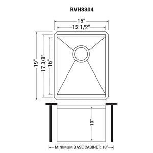 Ruvati 15" Workstation Bar Prep Sink Ledge Undermount 16 Gauge Stainless Steel Single Bowl - RVH8304