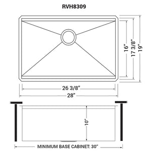 Ruvati 28-inch Workstation Ledge Undermount 16 Gauge Stainless Steel Kitchen Sink Single Bowl - RVH8309