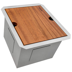 Ruvati 13 inch Workstation Bar Prep Sink with Cover Undermount 16 Gauge Stainless Steel Single Bowl - RVH8316