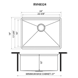 Ruvati 24-inch Workstation Rounded Corners Undermount Ledge Kitchen Sink with Accessories - RVH8324