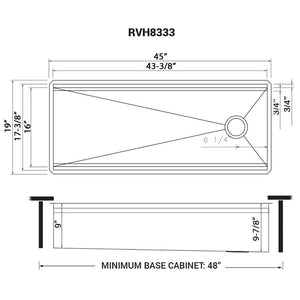 Ruvati 45-inch Workstation Two-Tiered Ledge Kitchen Sink Undermount 16 Gauge Stainless Steel - RVH8333