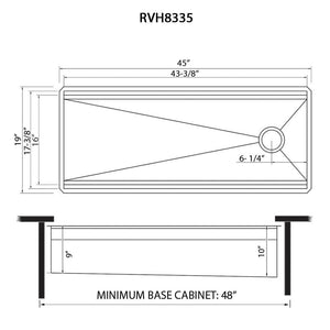 Ruvati 45-inch Workstation Two-Tiered Ledge Kitchen Sink Undermount 16 Gauge Stainless Steel - RVH8335