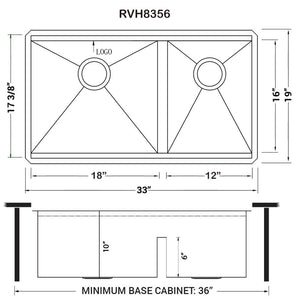 Ruvati 33-inch Workstation Ledge 60/40 Double Bowl Undermount 16 Gauge Stainless Steel Kitchen Sink - RVH8356