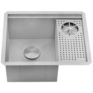 Ruvati Glass Rinser Sink 22 inch Workstation for Wet Bar Bottle Washer Undermount - RVH8542ST