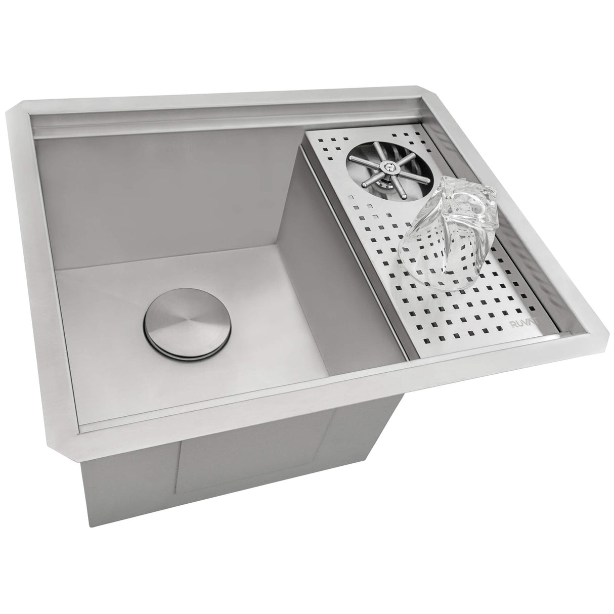 Ruvati Glass Rinser Sink 22 inch Workstation for Wet Bar Bottle Washer Undermount - RVH8542ST