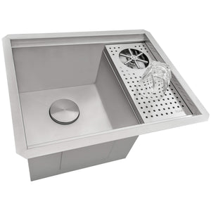 Ruvati Glass Rinser Sink 22 inch Workstation for Wet Bar Bottle Washer Undermount - RVH8542ST