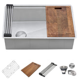 Ruvati 27-inch Workstation Slope Bottom Offset Drain Undermount 16 Gauge Kitchen Sink - RVH8570