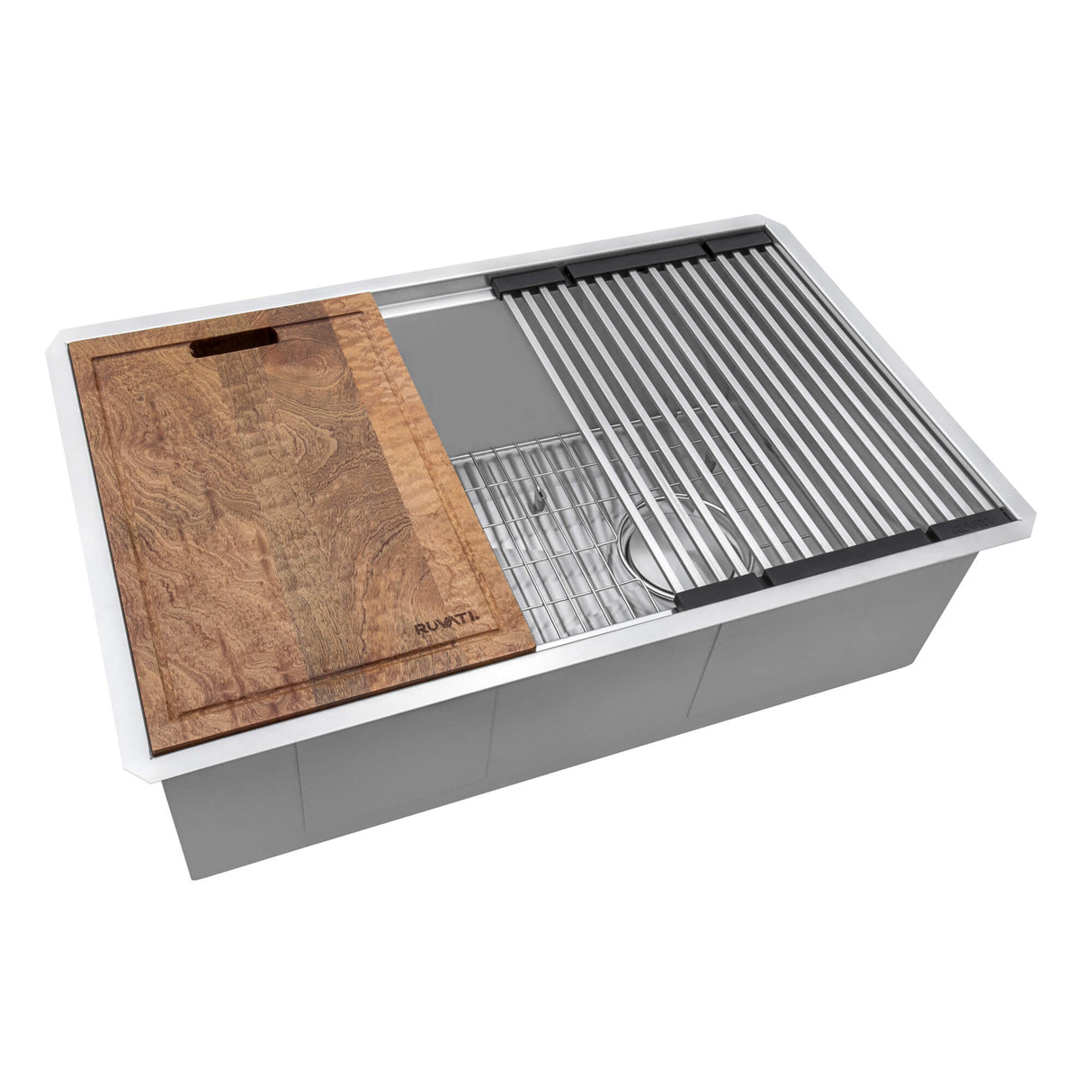 Ruvati 27-inch Workstation Slope Bottom Offset Drain Undermount 16 Gauge Kitchen Sink - RVH8570