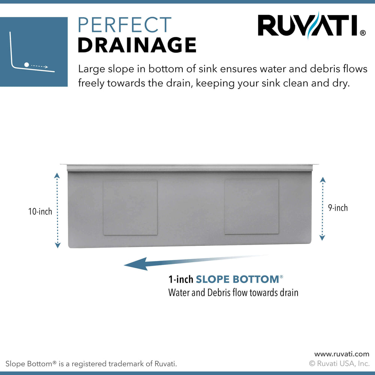 Ruvati 27-inch Workstation Slope Bottom Offset Drain Undermount 16 Gauge Kitchen Sink - RVH8573
