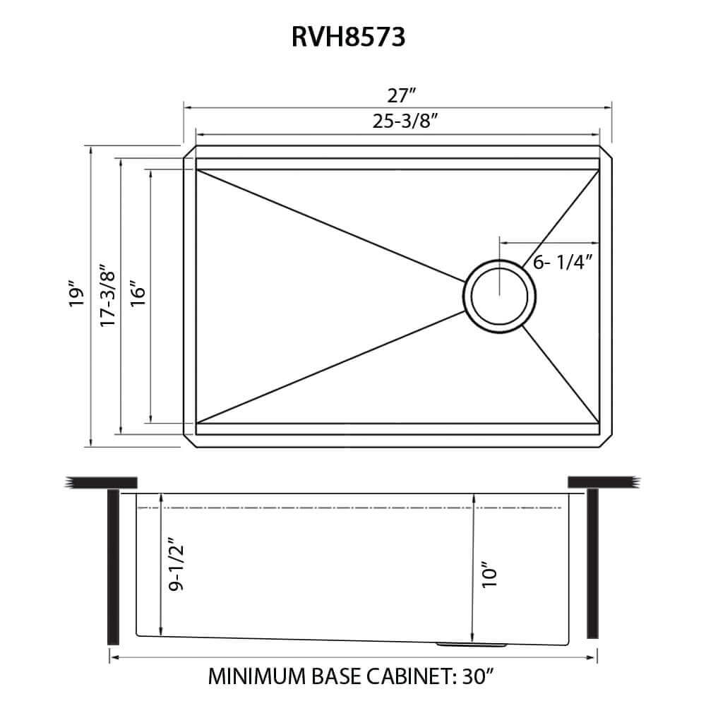 Ruvati 27-inch Workstation Slope Bottom Offset Drain Undermount 16 Gauge Kitchen Sink - RVH8573