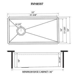 Ruvati 33-inch Workstation Slope Bottom Offset Drain Undermount 16 Gauge Kitchen Sink - RVH8597