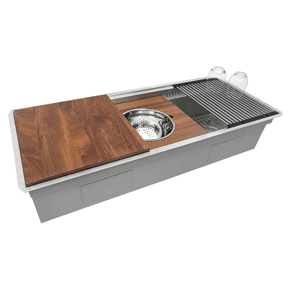 Ruvati 69-inch Workstation Two-Tiered Ledge Kitchen Sink Undermount 16 Gauge Stainless Steel - RVH8666
