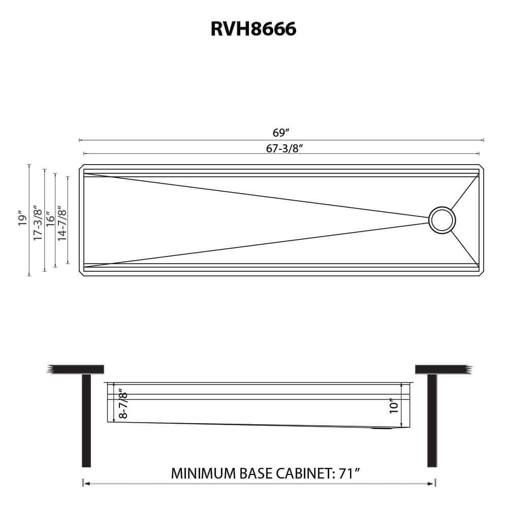 Ruvati 69-inch Workstation Two-Tiered Ledge Kitchen Sink Undermount 16 Gauge Stainless Steel - RVH8666