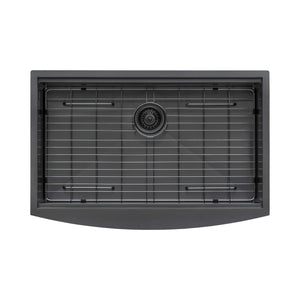 Ruvati 33-inch Gunmetal Black Workstation Apron-Front Stainless Steel Kitchen Sink - RVH9207BL