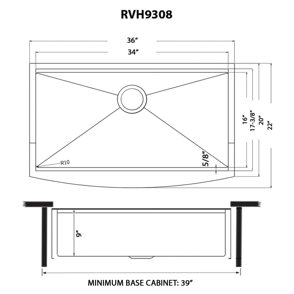 Ruvati 36-inch Gunmetal Black Workstation Apron-Front Stainless Steel Kitchen Sink - RVH9308BL