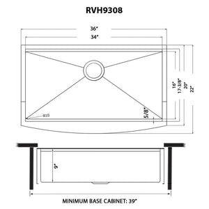Ruvati 36-inch Matte Gold Workstation Apron-Front Brass Tone Stainless Steel Kitchen Sink - RVH9308GG
