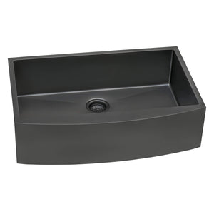 Ruvati 30-inch Apron-Front Farmhouse Kitchen Sink - Gunmetal Black Matte Stainless Steel Single Bowl - RVH9660BL