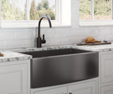 Ruvati 33-inch Apron-Front Farmhouse Kitchen Sink - Gunmetal Black Matte Stainless Steel Single Bowl - RVH9733BL