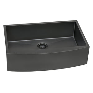 Ruvati 33-inch Apron-Front Farmhouse Kitchen Sink - Gunmetal Black Matte Stainless Steel Single Bowl - RVH9733BL