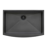 Ruvati 33-inch Apron-Front Farmhouse Kitchen Sink - Gunmetal Black Matte Stainless Steel Single Bowl - RVH9733BL