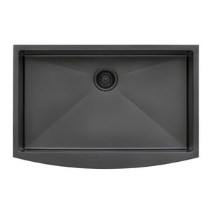 Ruvati 33-inch Apron-Front Farmhouse Kitchen Sink - Gunmetal Black Matte Stainless Steel Single Bowl - RVH9733BL