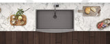 Ruvati 33-inch Apron-Front Farmhouse Kitchen Sink - Gunmetal Black Matte Stainless Steel Single Bowl - RVH9733BL