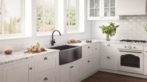 Ruvati 33-inch Apron-Front Farmhouse Kitchen Sink - Gunmetal Black Matte Stainless Steel Single Bowl - RVH9733BL