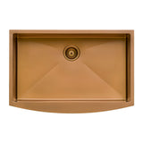 Ruvati 33-inch Apron-Front Farmhouse Kitchen Sink - Copper Tone Matte Bronze Stainless Steel Single Bowl - RVH9733CP