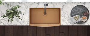 Ruvati 33-inch Apron-Front Farmhouse Kitchen Sink - Copper Tone Matte Bronze Stainless Steel Single Bowl - RVH9733CP