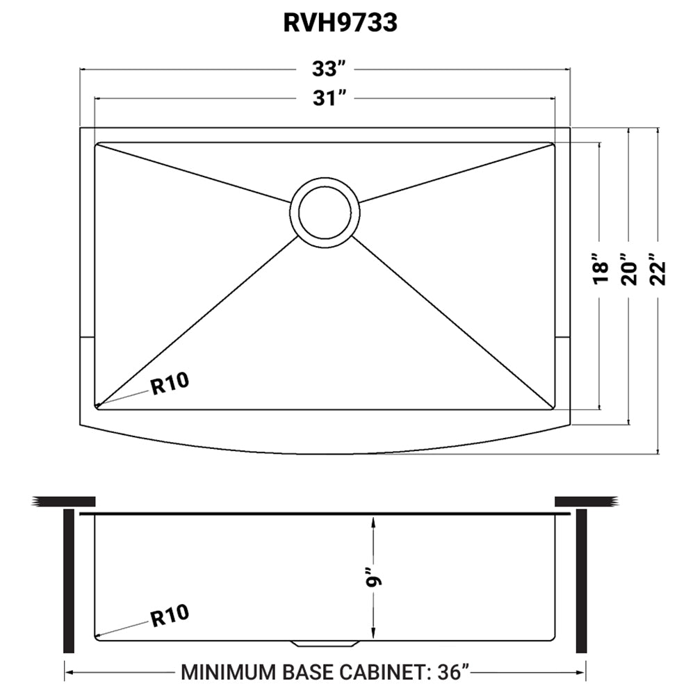 Ruvati 33-inch Apron-Front Farmhouse Kitchen Sink - Copper Tone Matte Bronze Stainless Steel Single Bowl - RVH9733CP