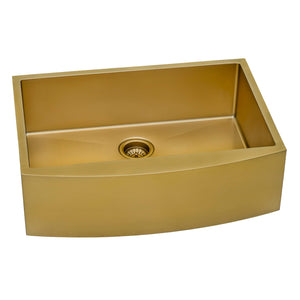 Ruvati 33-inch Apron-Front Farmhouse Kitchen Sink - Brass Tone Matte Gold Stainless Steel Single Bowl - RVH9733GG