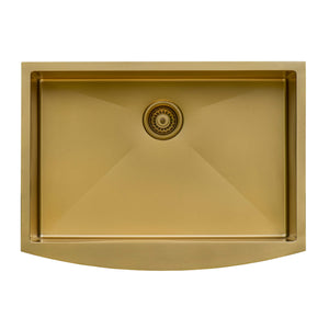 Ruvati 33-inch Apron-Front Farmhouse Kitchen Sink - Brass Tone Matte Gold Stainless Steel Single Bowl - RVH9733GG