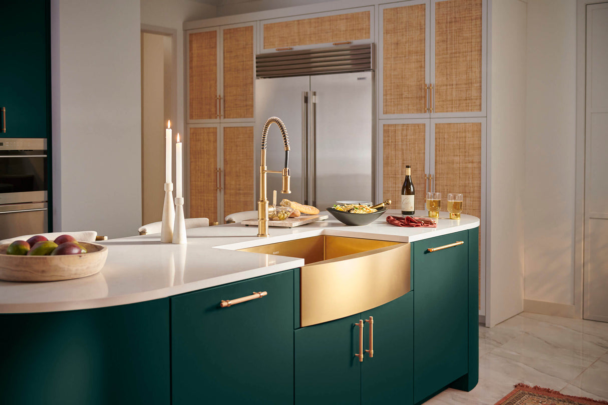 Ruvati 33-inch Apron-Front Farmhouse Kitchen Sink - Brass Tone Matte Gold Stainless Steel Single Bowl - RVH9733GG