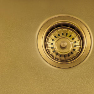 Ruvati 33-inch Satin Brass Matte Gold Stainless Steel 60/40 Double Bowl Apron-Front Farmhouse Kitchen Sink - RVH9742GG