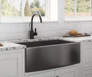 Ruvati 36-inch Apron-Front Farmhouse Kitchen Sink - Gunmetal Black Matte Stainless Steel Single Bowl - RVH9880BL
